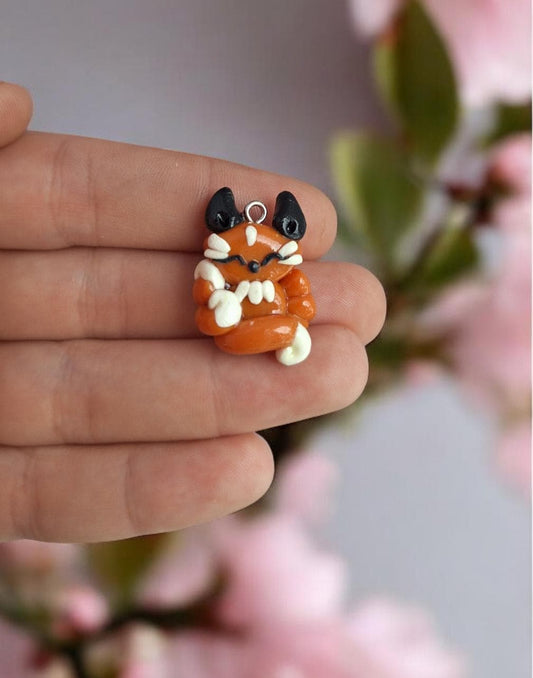 Polymer clay orange fox kitsune charms / polymer clay fox charms / kawaii fox animal charms stitchmarker progress keeper notions