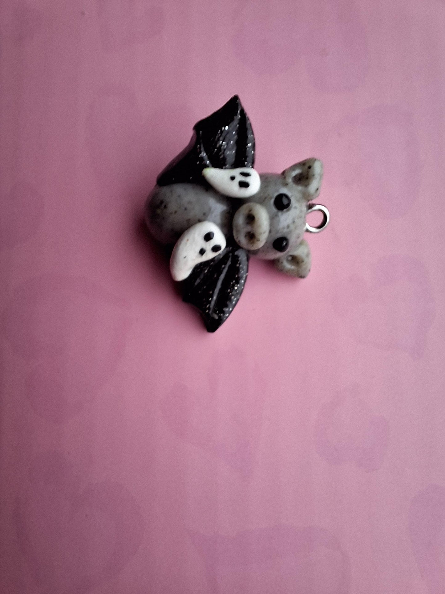 Kawaii ghost bat charm / polymer clay halloween charms / clay charm jewelry / bat charm stitch marker progress keeper