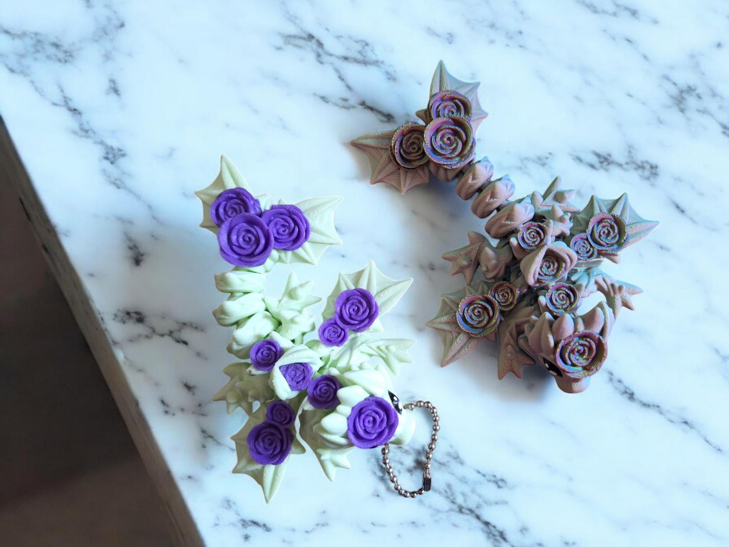 3D articulated rose wyvern dragon keychain / 3d printed dragon animals / wyvern dragon knick knack Fidget figurines key chain