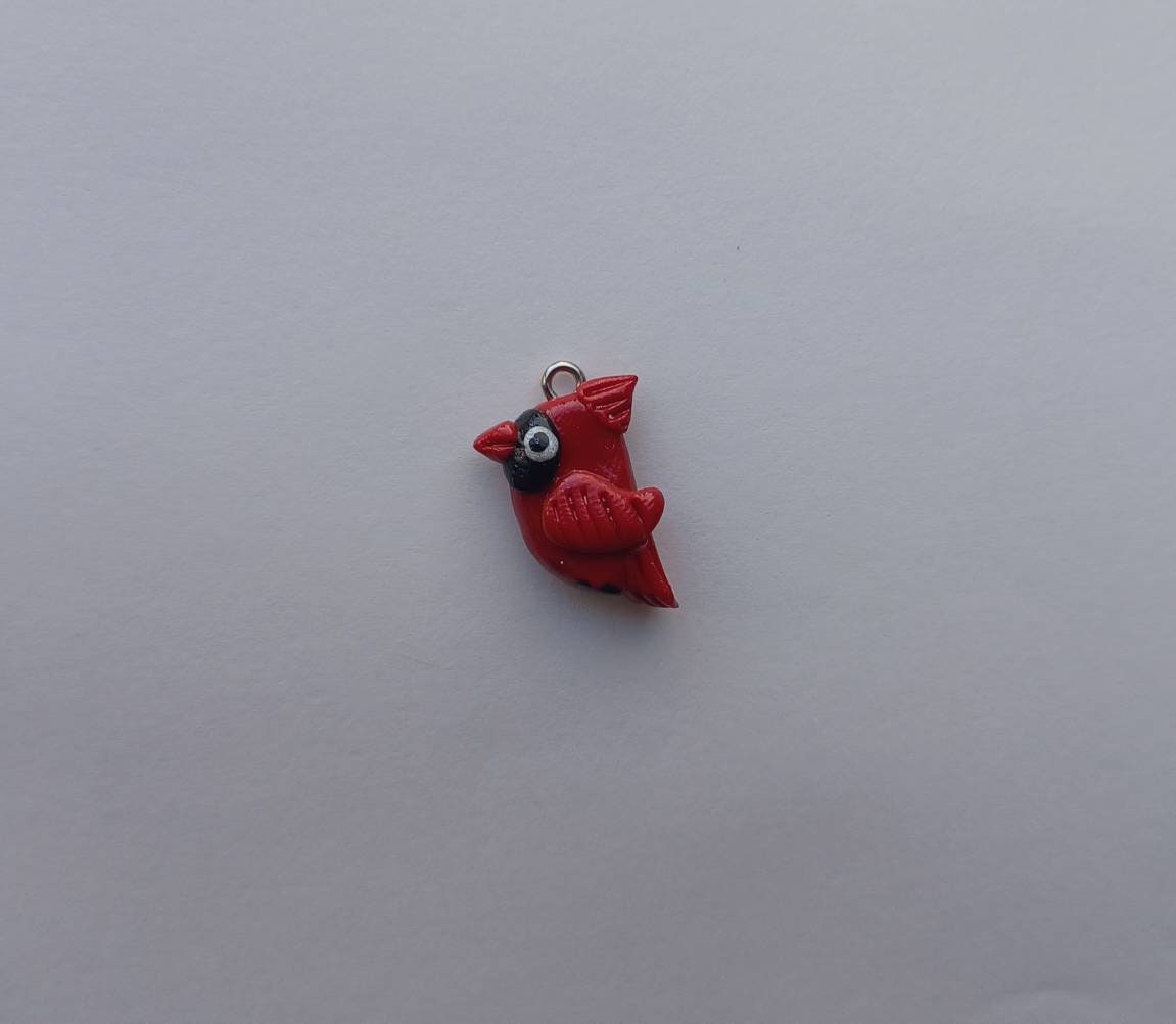 Kawaii cardinal bird charms / polymer clay cardinal charms / kawaii animal charms / kawaii cardinal red bird jewelry