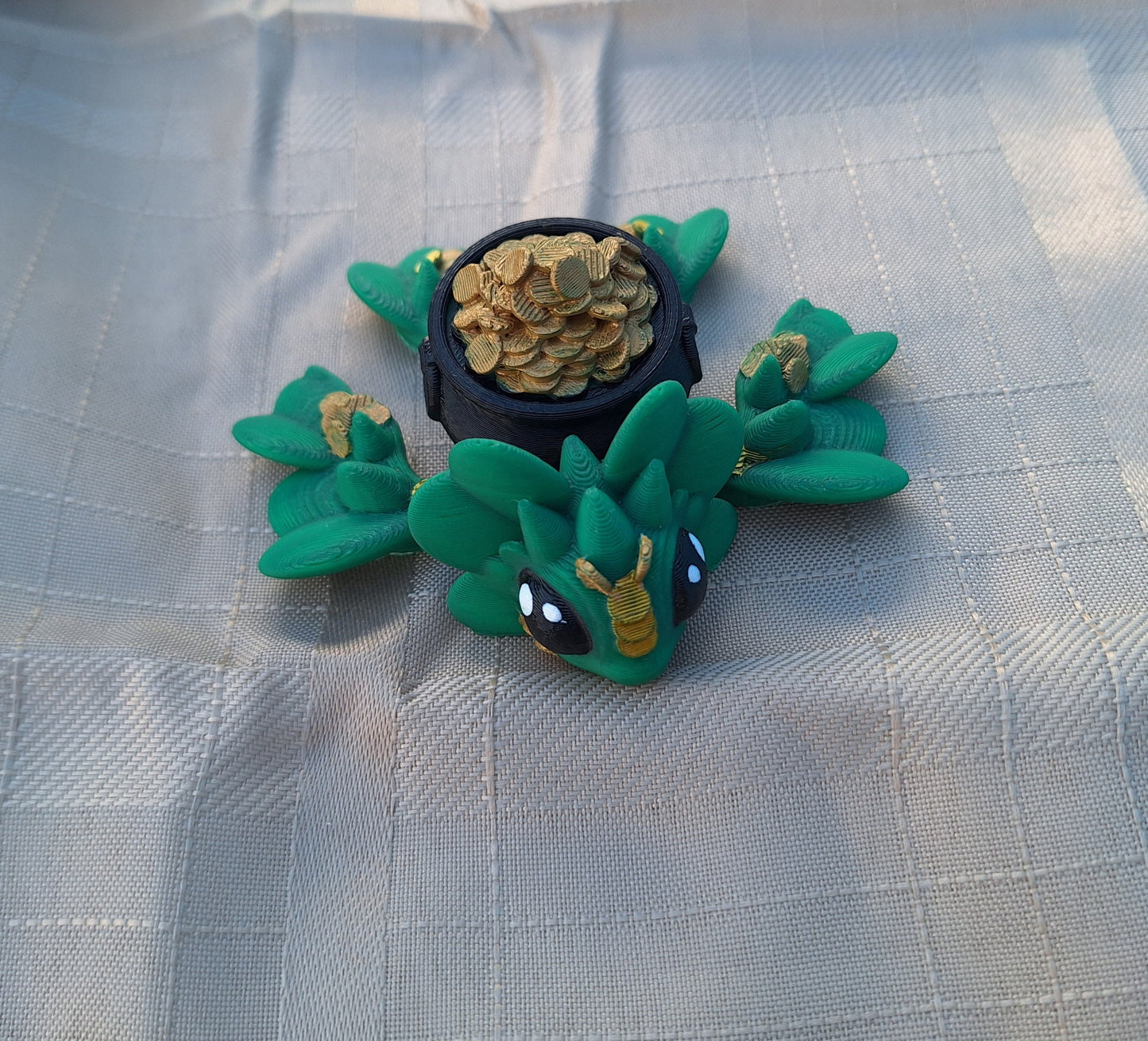 3D articulated green clover lucky turtle / 3d printed turtle animals / pot of gold shamrock lucky turtle knick knack Fidget figurines