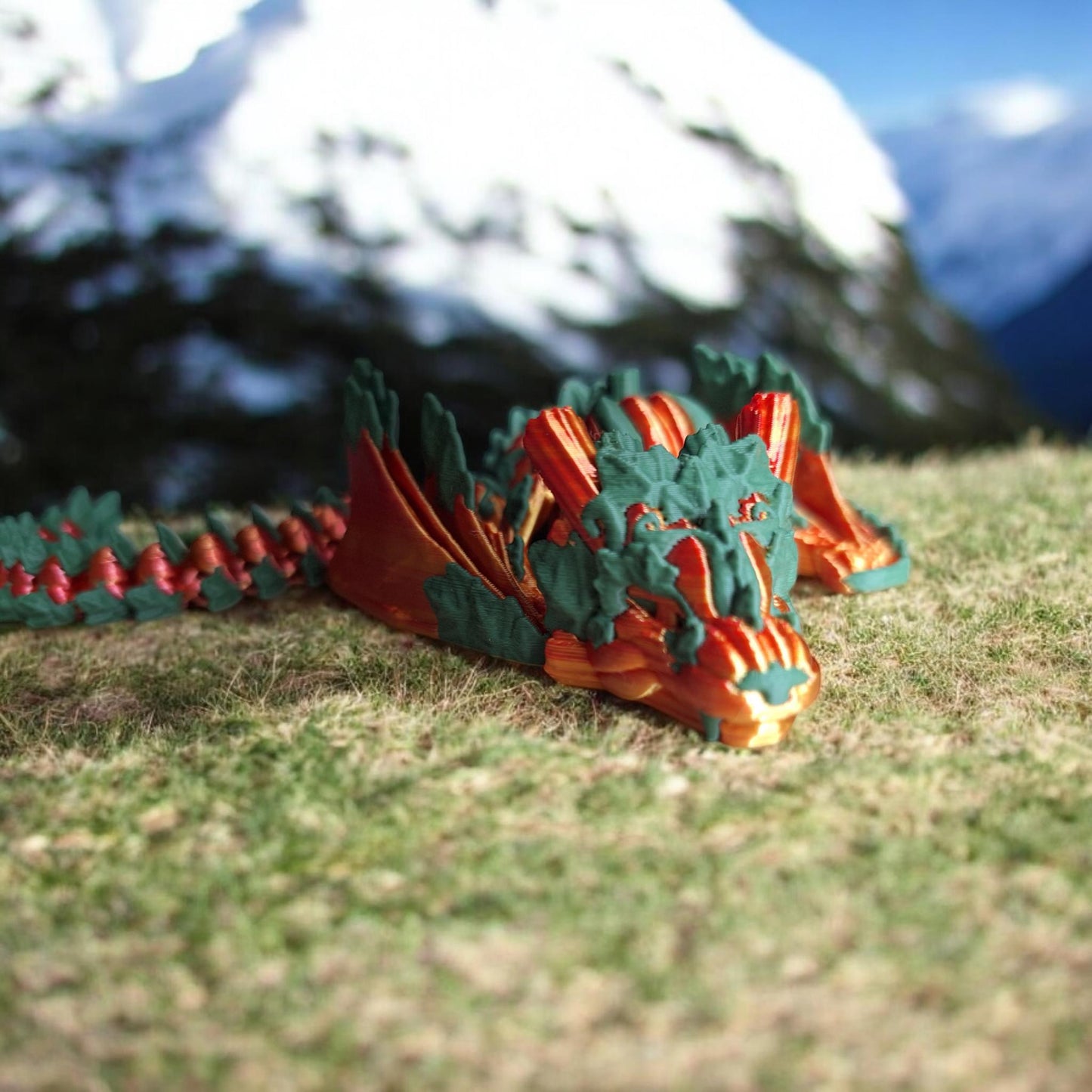 3D articulated metallic red orange pumpkin dragon / 3d printed dragon animals / fall autumn pumpkin patch dragon knick knack Fidget figurine