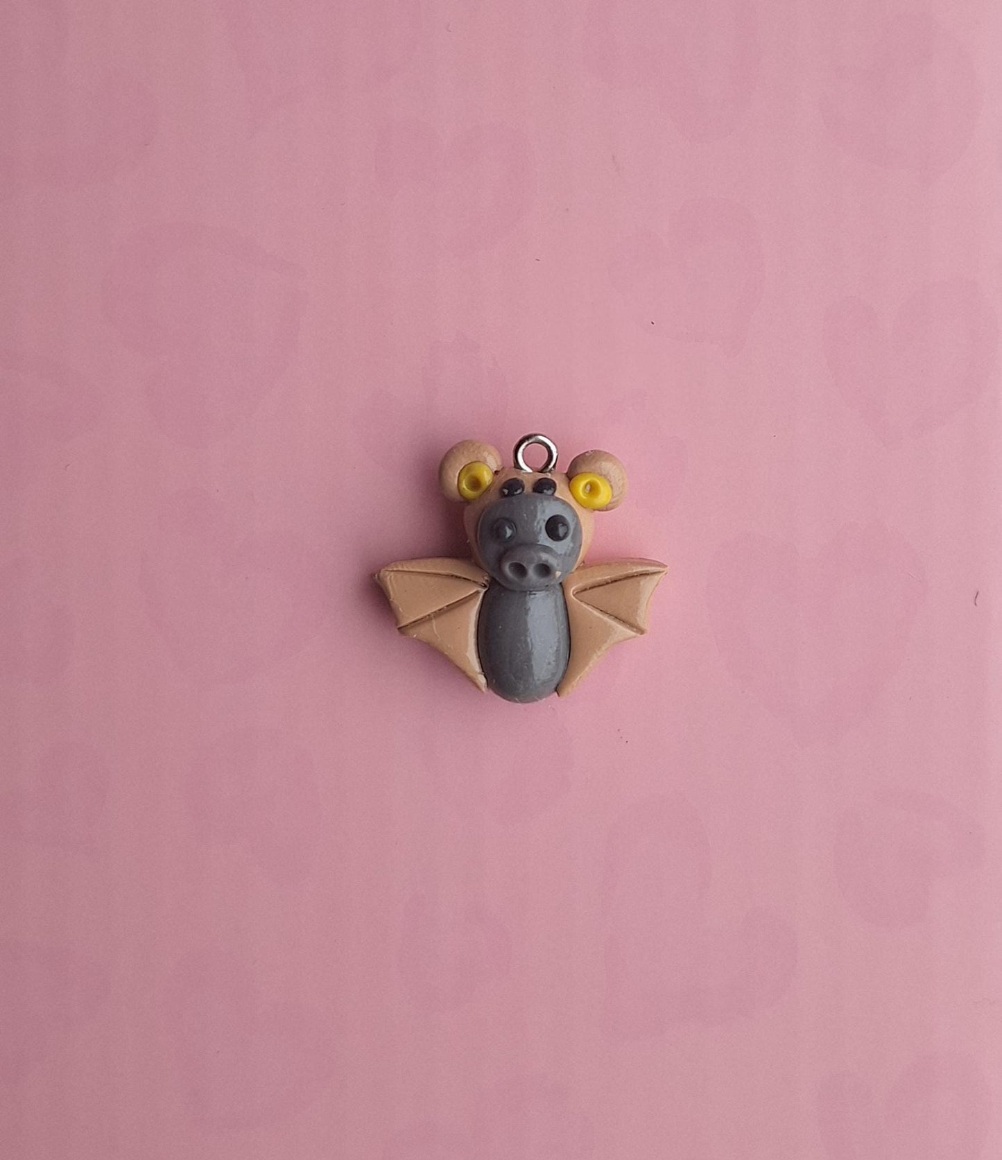 Kawaii teddy bear bat charm / polymer clay holiday charms / clay charm jewelry / bat charm stitch marker progress keeper