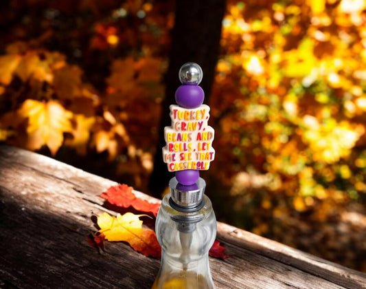 Silicone beaded let me see that casserole wine stopper / turkey gravy beans and rolls thanksgiving funny beaded silicone wine stopper top
