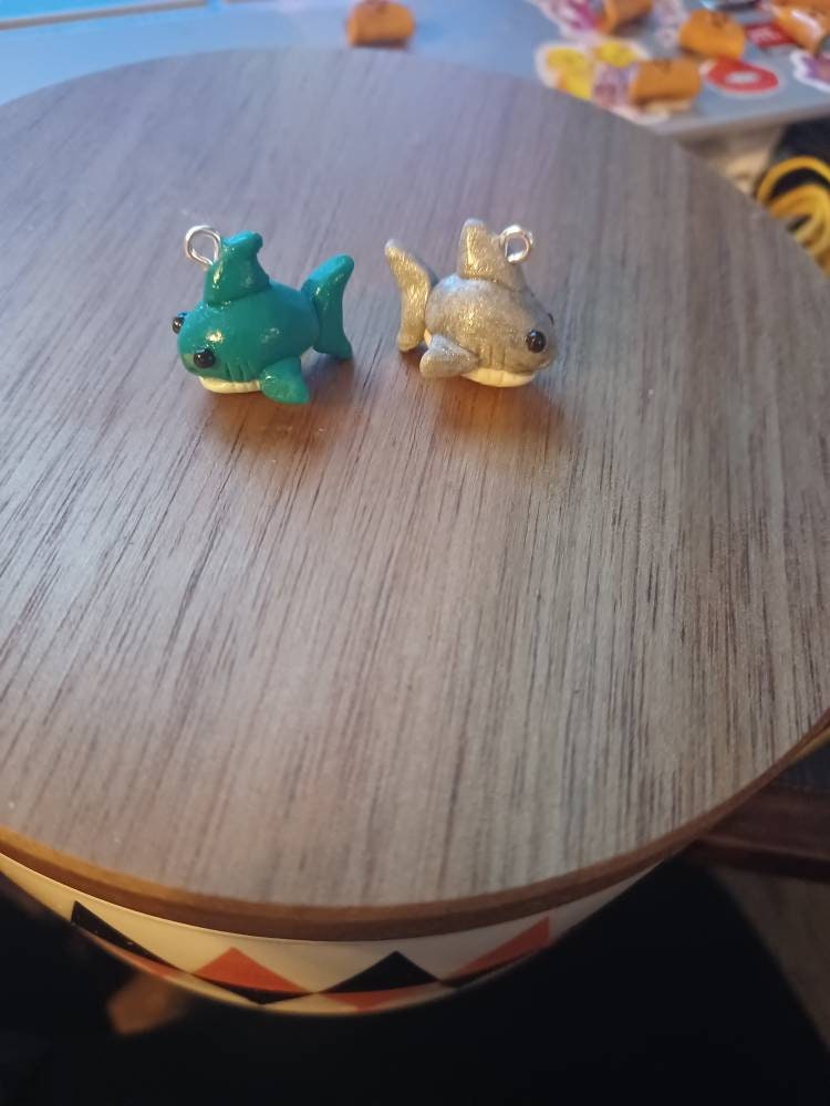 Kawaii shark charms / polymer clay baby shark charms / kawaii animal charms / kawaii shark jewelry