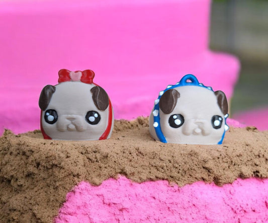 3D articulated pug puppy / 3d printed puppy dog / 3d printed animals pug keychain figurine knick knack Fidget