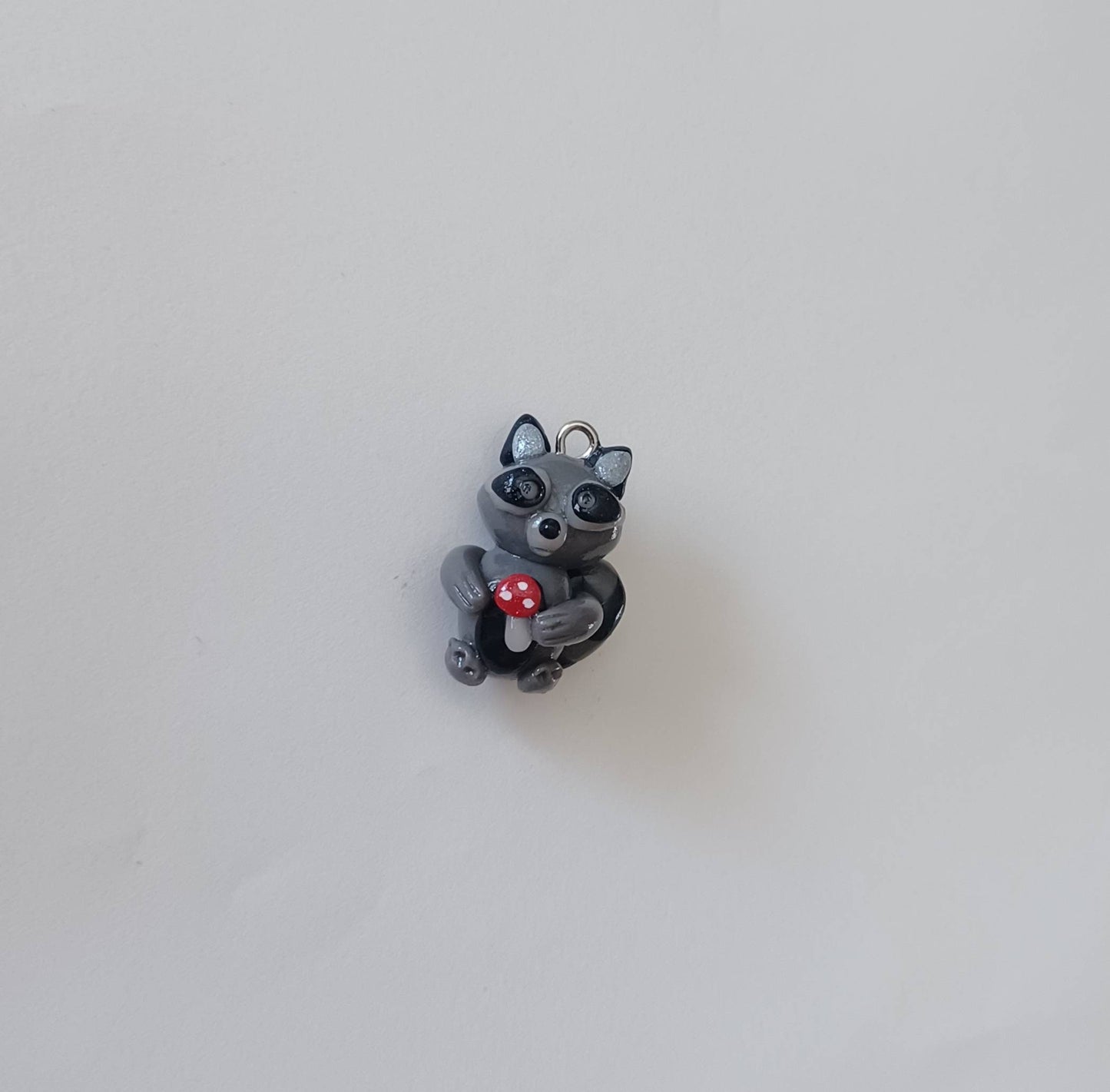 Kawaii raccoon charms / polymer clay raccoon with mushroom charms / kawaii animal charms / kawaii raccoon jewelry