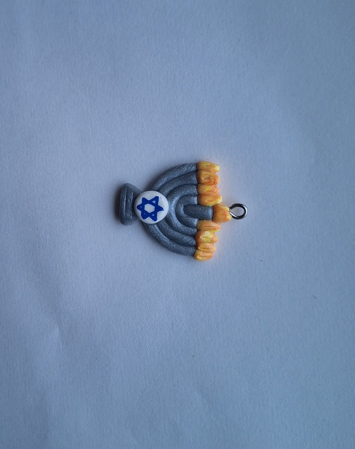 kawaii clay hanukkah menorah charms / polymer clay star of david charms / jewish jewelry charms menorah stitch marker