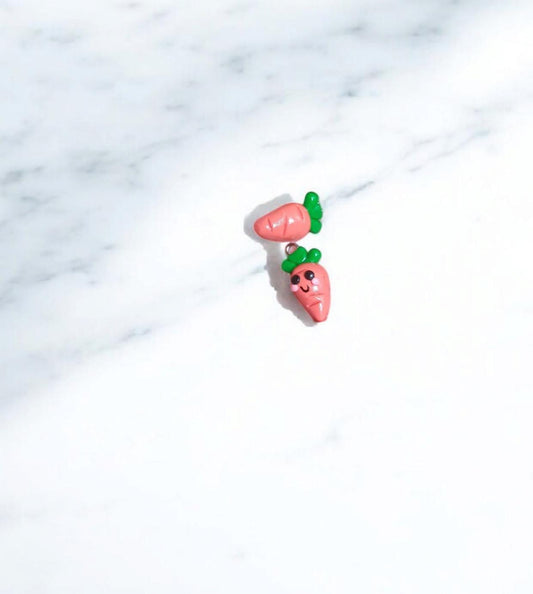 Polymer clay carrot charms / cute kawaii clay carrot food charm jewelry / easter charm stitch marker progress keeper notions