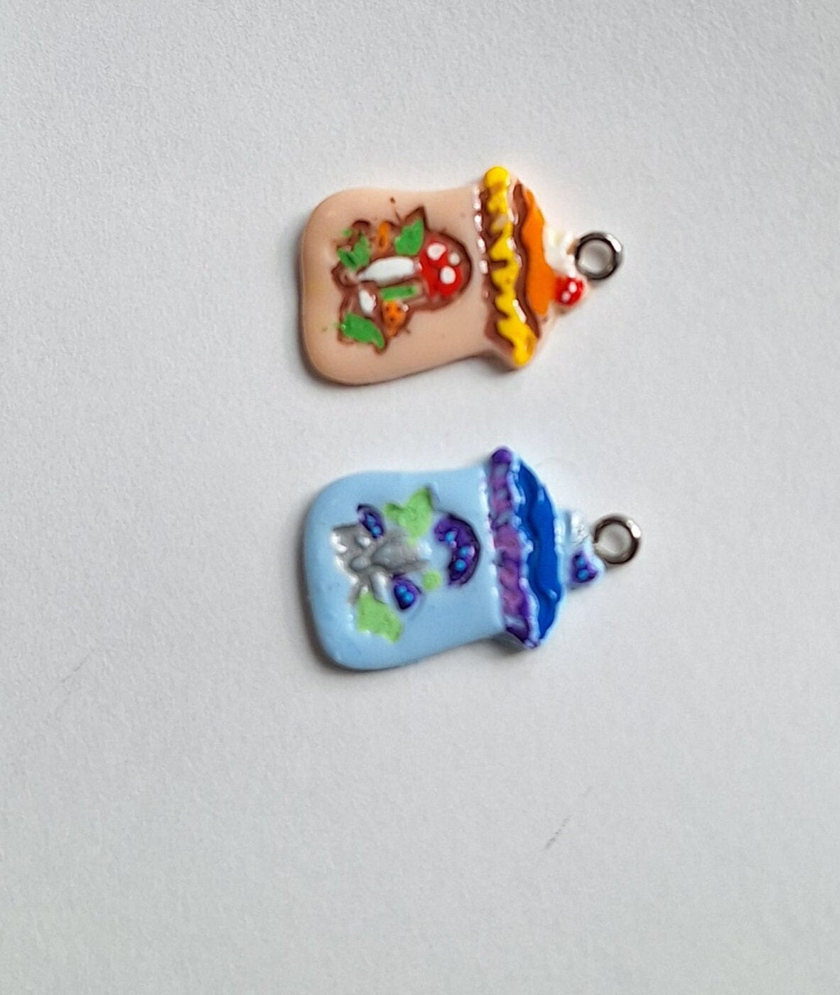 Kawaii vintage mushroom toadstool cookie jar charms / polymer clay toadstool charms kawaii charms / toadstool charm stitch marker