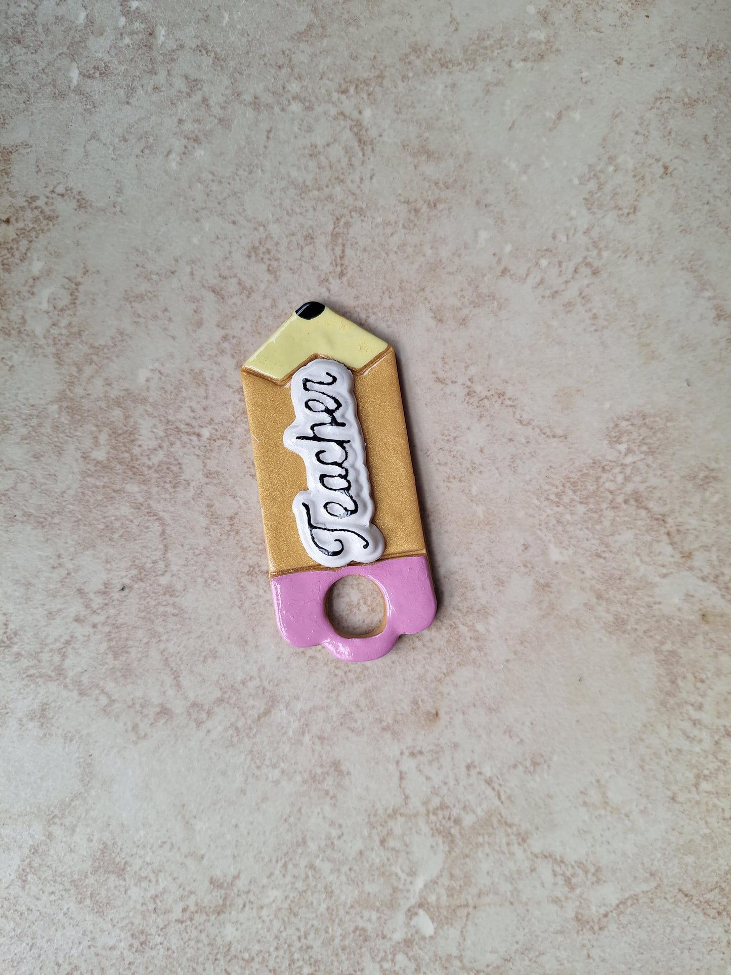 Polymer clay straw tag tumbler topper / clay tumbler accessories / pencil teacher gift tumbler topper straw tag / teacher tumbler accessory