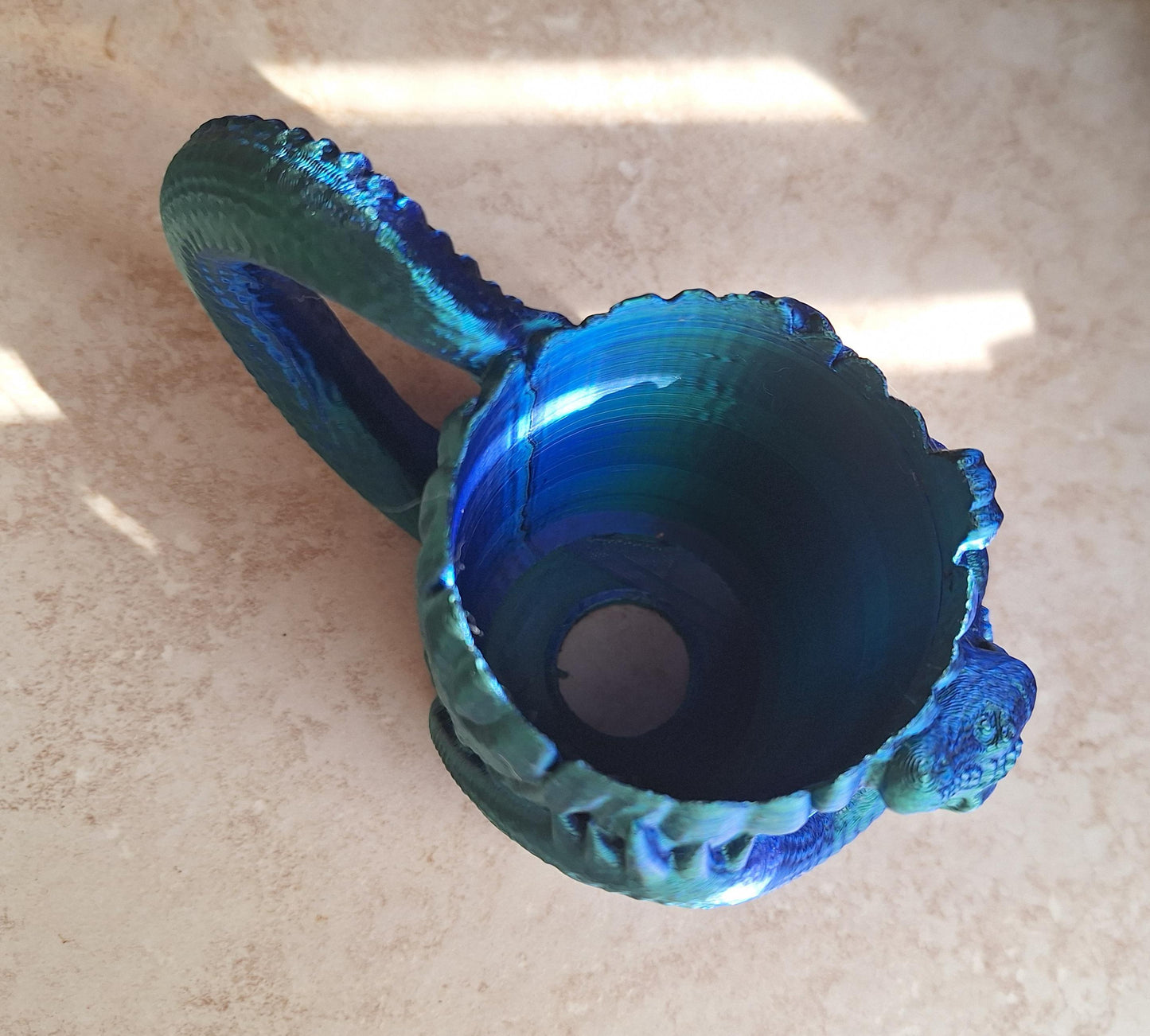 3D printed metallic blue green  two tone dragon can drink holder / 3d dragon can holder cup / 3d printed dragon knick knack