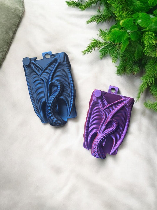 3D printed phone case w/ carabiner metallic 2tone dragon / 3d printed dragon wing phone holder / 3d printed animals figurine knick knack