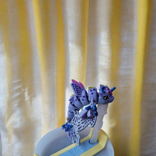 3D articulated flutterphin dragon straw cap / 3d printed dragon animals / 3d print dolphin unicorn fish frostphin straw topper cover Fidget