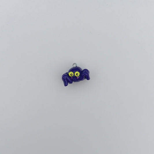 Kawaii purple spider charms / polymer clay spider Halloween charms / Halloween holiday jewelry / Halloween charms spider stitch markers