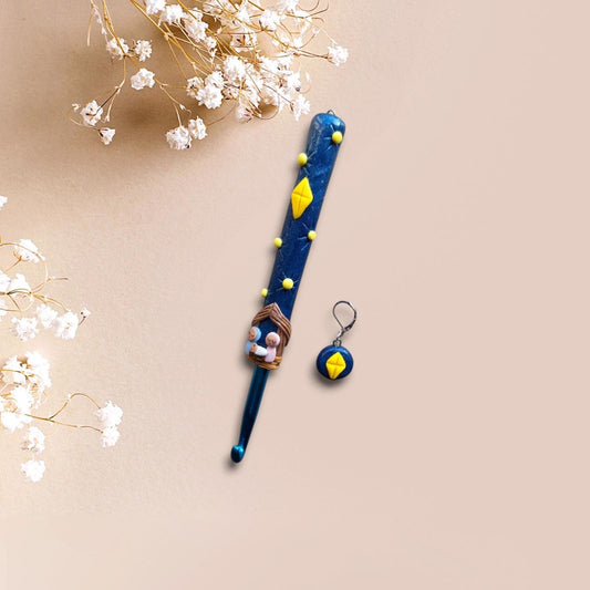 Polymer clay Christmas nativity crochet hook