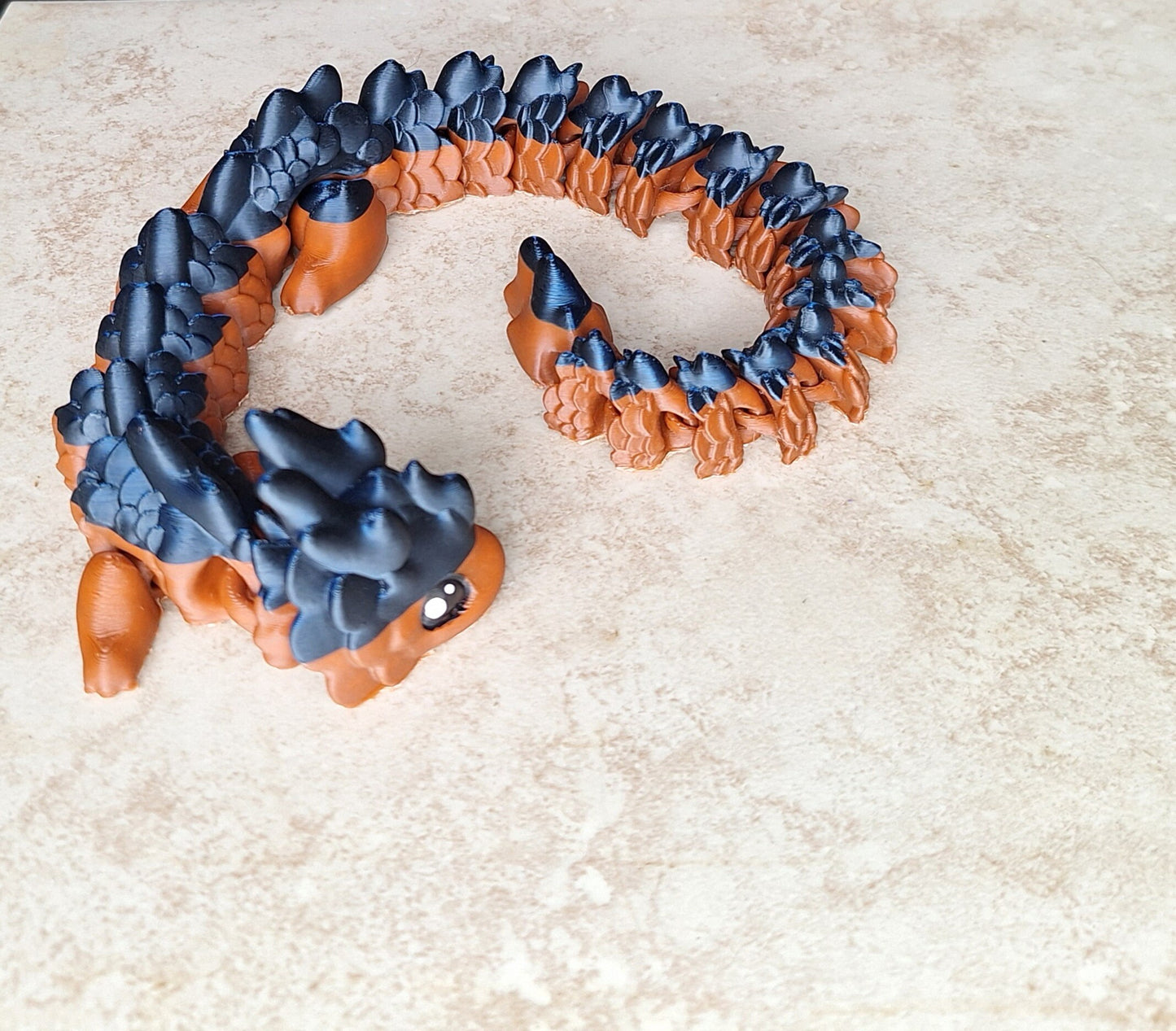 3D articulated metallic blue black brown dragon Kaida / 3d printed multi color dragon / 3d printed desk pet figurine fidget