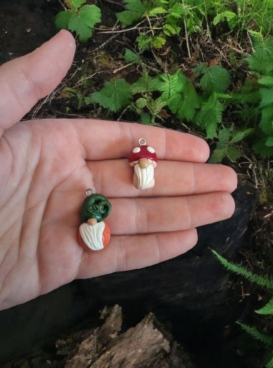 Kawaii fairy gnome pumpkin mushroom toadstool charms / polymer clay gnome charms / kawaii toadstool charms jewelry stitchmarker