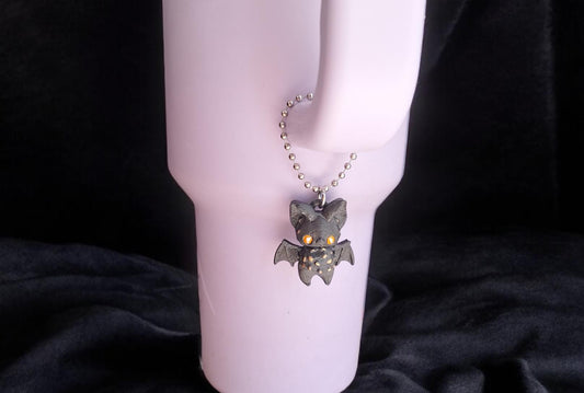 3D articulated black bat pixie tumbler charm buddy / 3d printed animals tumbler handle charms Fidget halloween spooky bat pixie charm