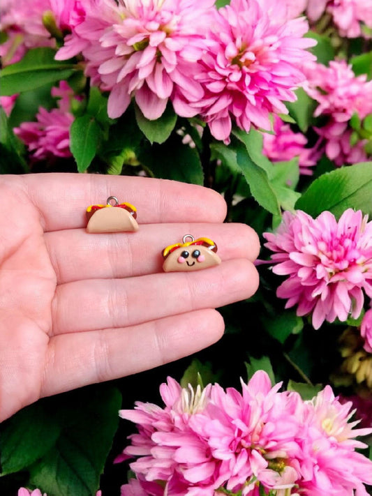 Polymer clay hot dog charms / cute kawaii clay hotdog food charms jewelry stitch marker progress keeper notions