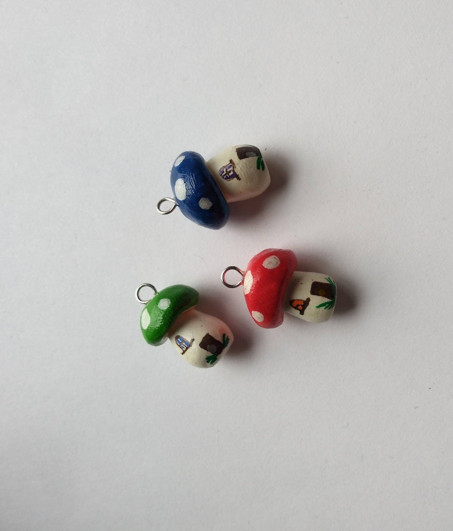 Kawaii fairy house gnome toadstool charms / polymer clay toadstool charms / kawaii toadstool charms / toadstool charms