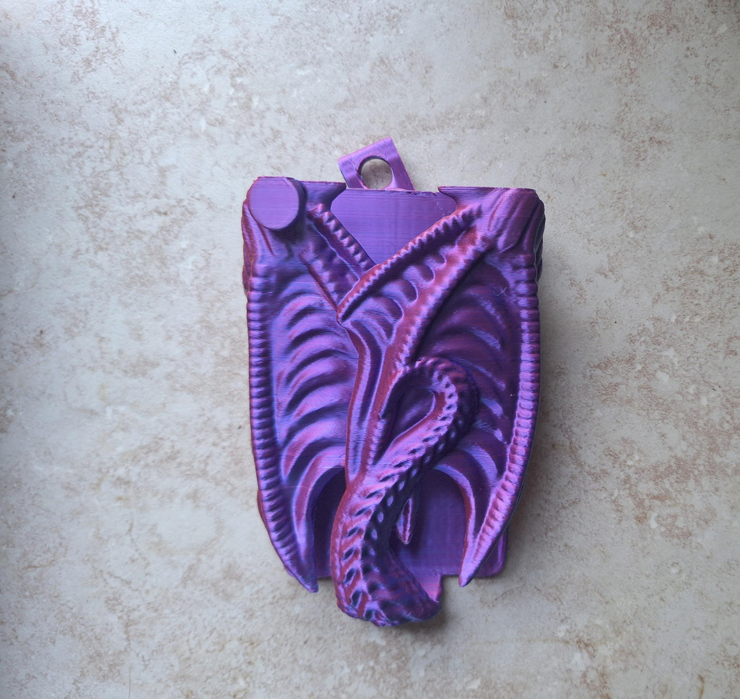 3D printed phone case w/ carabiner metallic 2tone dragon / 3d printed dragon wing phone holder / 3d printed animals figurine knick knack