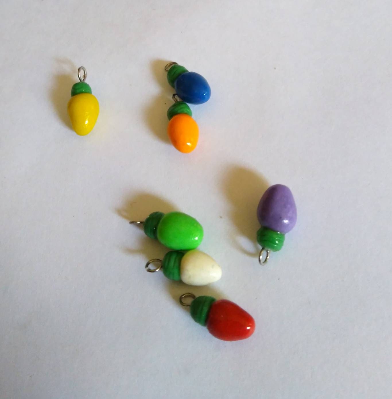 Polymer clay Christmas lights charm set / polymer clay Christmas holiday charms jewelry stitch marker progress keeper notions