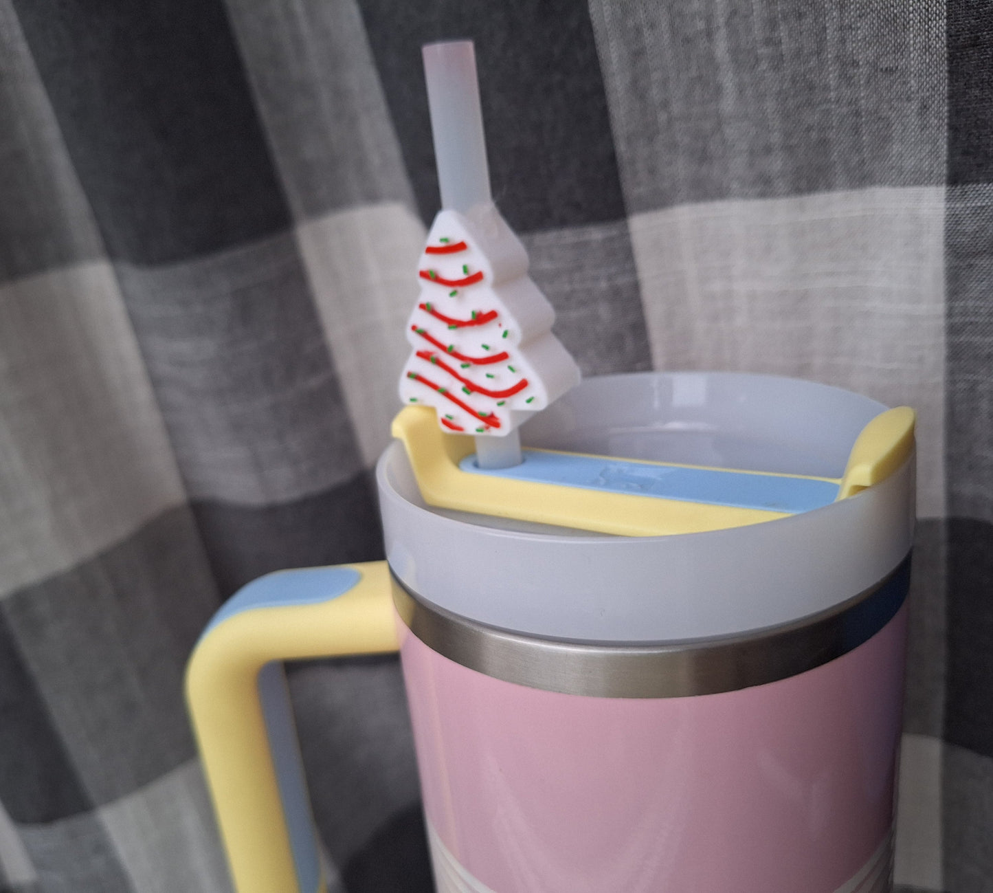 3D printed christmas tree cake brownie straw buddy charm tumbler accessories / tumbler charm straw buddy / holiday straw topper charm