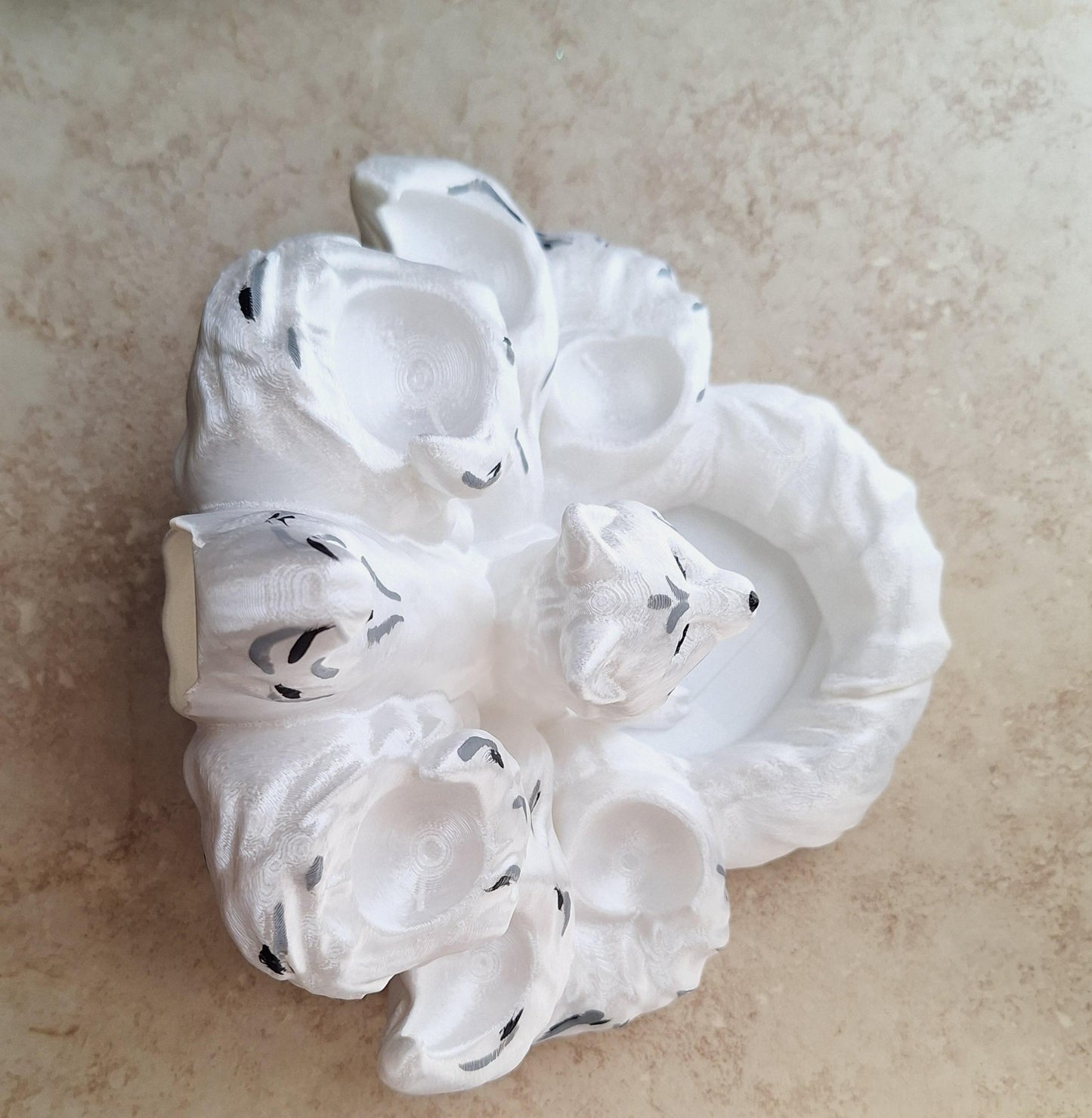 3D printed and painted white kitsune dice tower / 3d white gray kitsune fox dice tower / 3d printed d20 dice tower roller