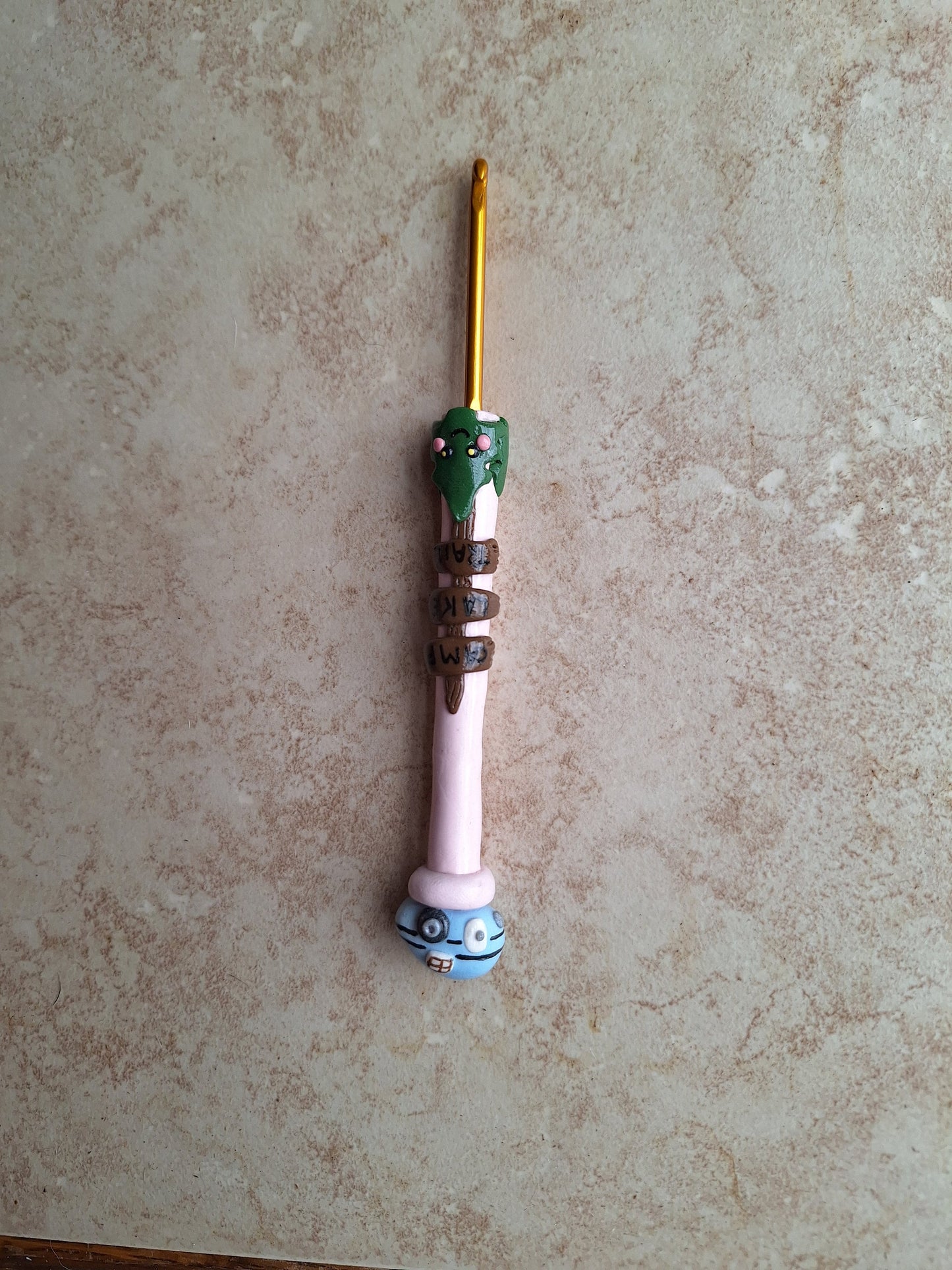 Polymer clay lavender smores camping crochet hook