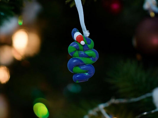 Christmas snake ornament / Santa snake ornament / polymer clay christmas ornament / polymer clay snake ornament