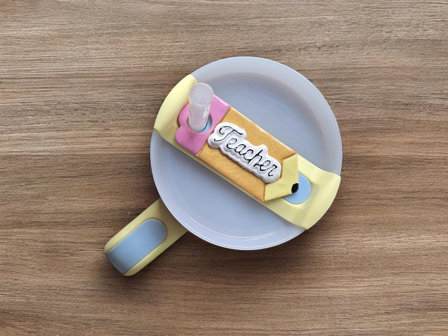 Polymer clay straw tag tumbler topper / clay tumbler accessories / pencil teacher gift tumbler topper straw tag / teacher tumbler accessory