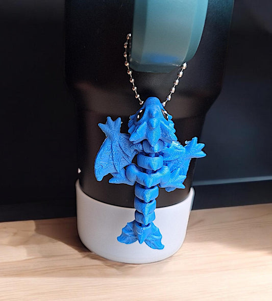3D articulated wyvern dragon tumbler handle charm / 3d printed wyvern animal colored wyvern tumbler charm Fidget