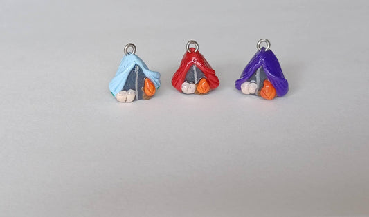 Kawaii tent charms / polymer clay camping charms / kawaii camping tent charms / kawaii camping jewelry