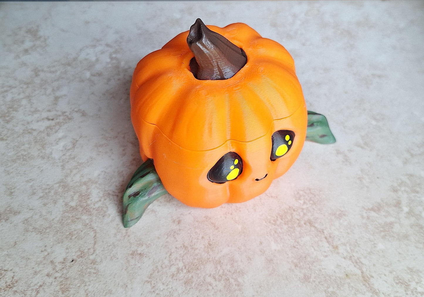 3D printed kawaii pumpkin container / 3d halloween jackolantern storage box display / 3d printed whimsical trinket storage box candy bowl