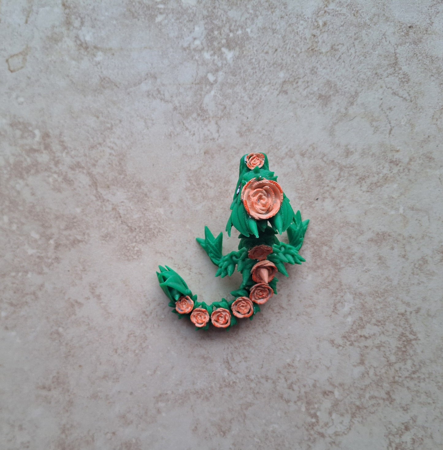 3D articulated rose flower dragon straw cap / 3d printed dragon animals / floral dragon tadling straw topper cover Fidget figurines