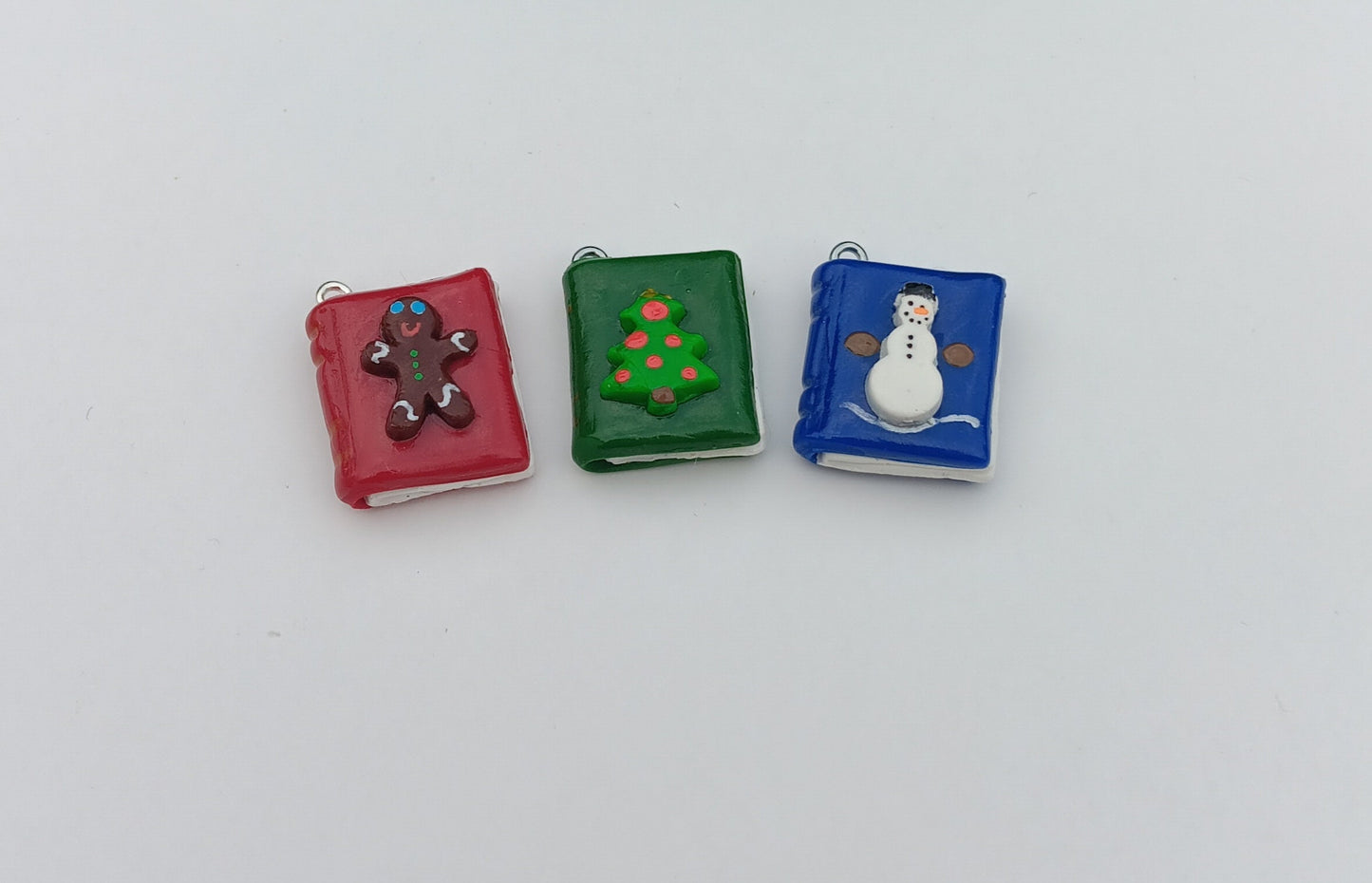 Kawaii christmas book charms / polymer clay faith book charms / Christian jewelry charms / tiny Book charms / clay christmas book charms