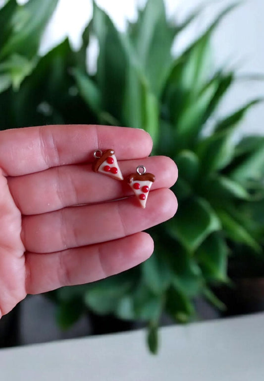 Polymer clay pizza slice charms / cute kawaii clay pizza food charms jewelry stitch marker progress keeper notions