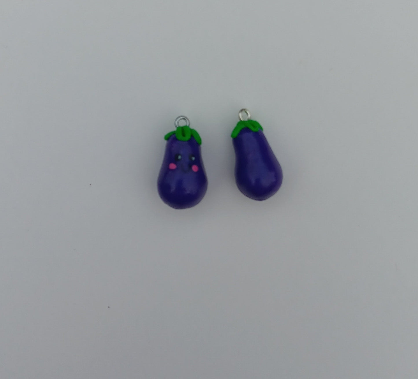 Kawaii eggplant charms / polymer clay egg plant charms / kawaii food charms / kawaii food jewelry stitch marker / clay veggie charms