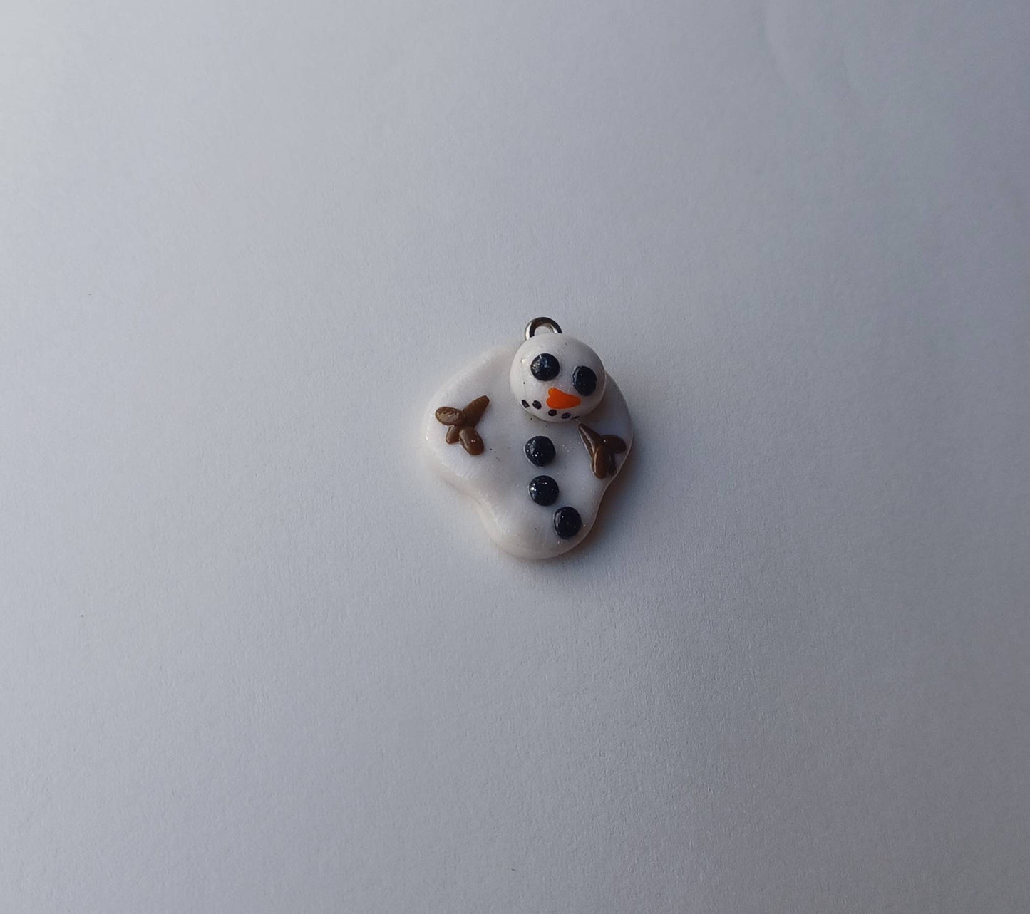 Polymer claymelting snowman charm / cute kawaii melted snowmen charm / Christmas Holiday charm jewelry stitch marker progress keeper notions
