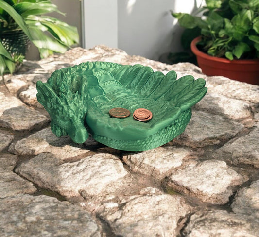 3D printed dragon trinket dish organizer / dragon change holder / 3d printed tabletop coin jewelry trinket tray organizer accessories