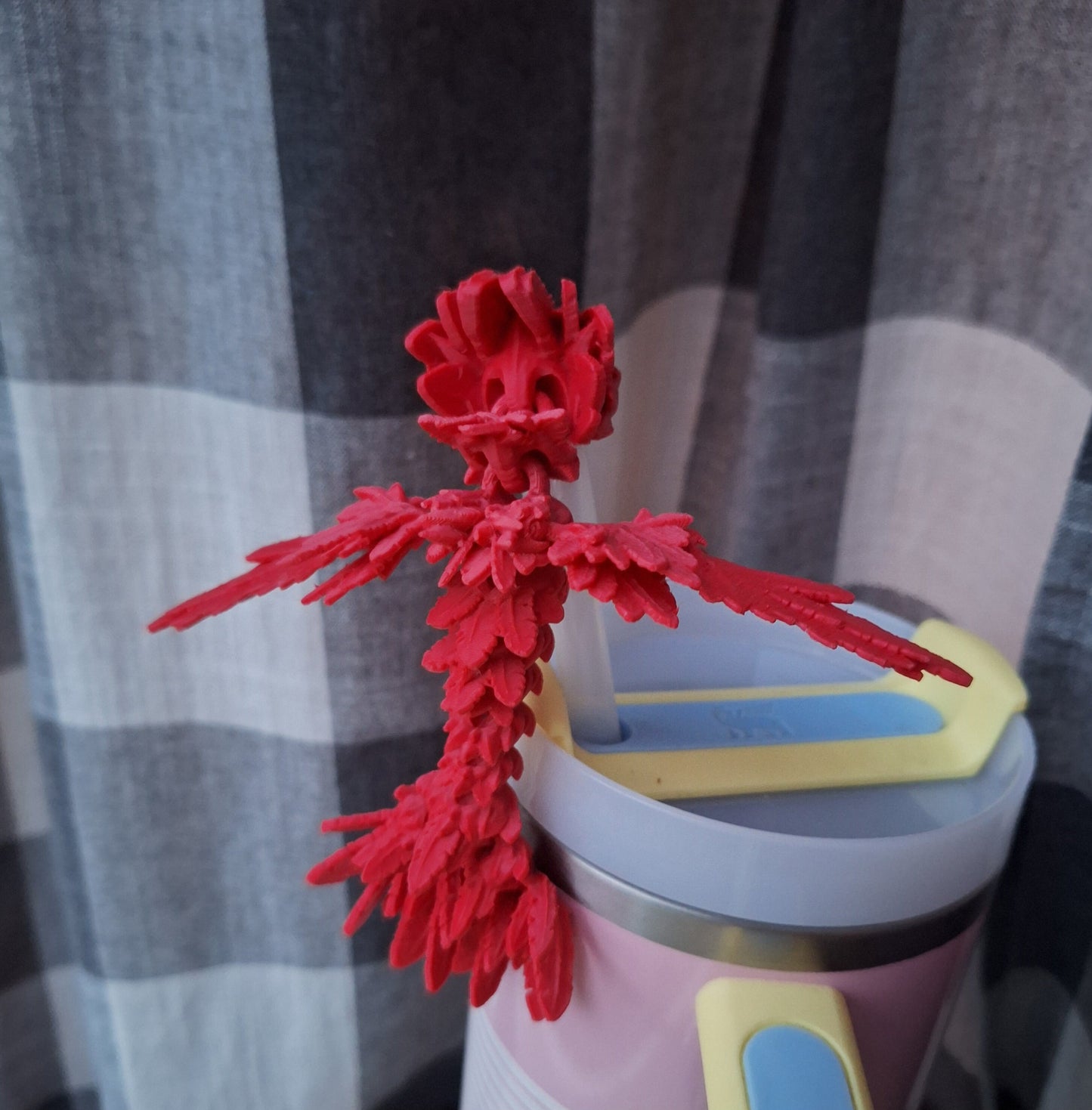 3D articulated flying serpent dragon straw cap / 3d printed dragon animals / serpent dragon tadling straw topper cover Fidget figurines