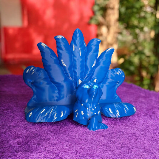 3D printed and painted kitsune switch dock / 3d blue kitsune fox console stand switch dock  / 3d printed game console accessories