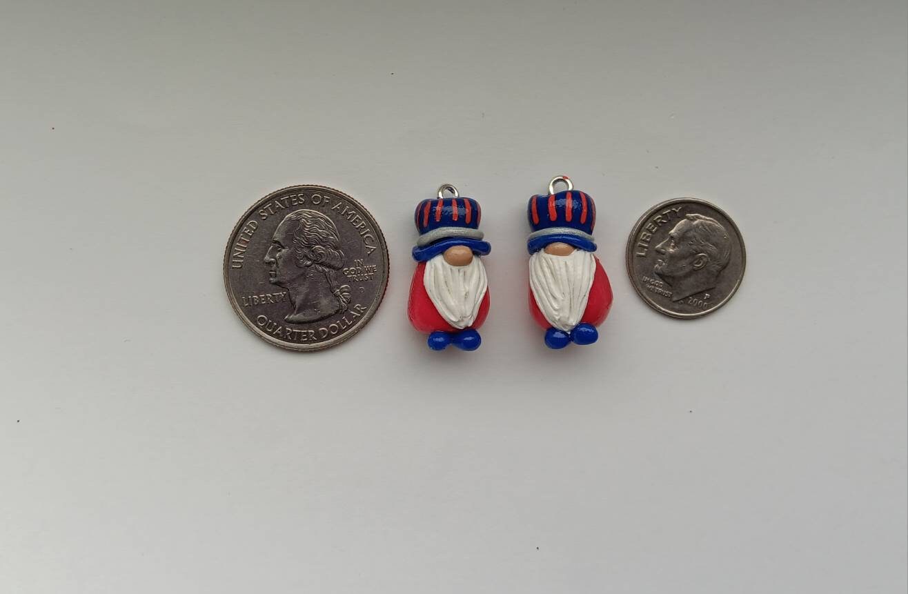 Kawaii 4th of july gnome charms / polymer clay gnome charms / kawaii independence holiday charms / red white blue USA gnome charms