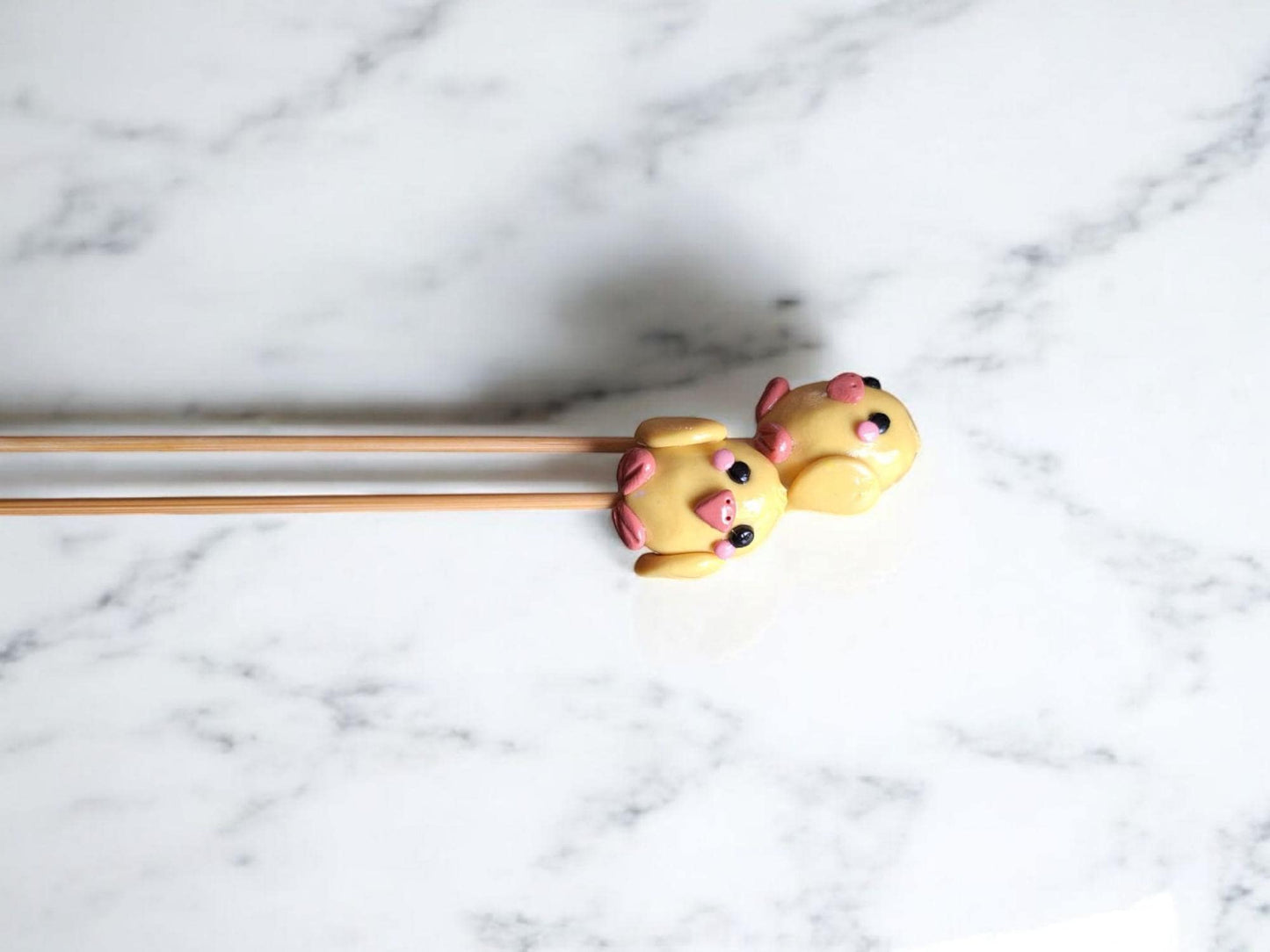 Set of 2 cute baby chic knitting needles / polymer clay knitting needles / decorative easter knitting needles accessory