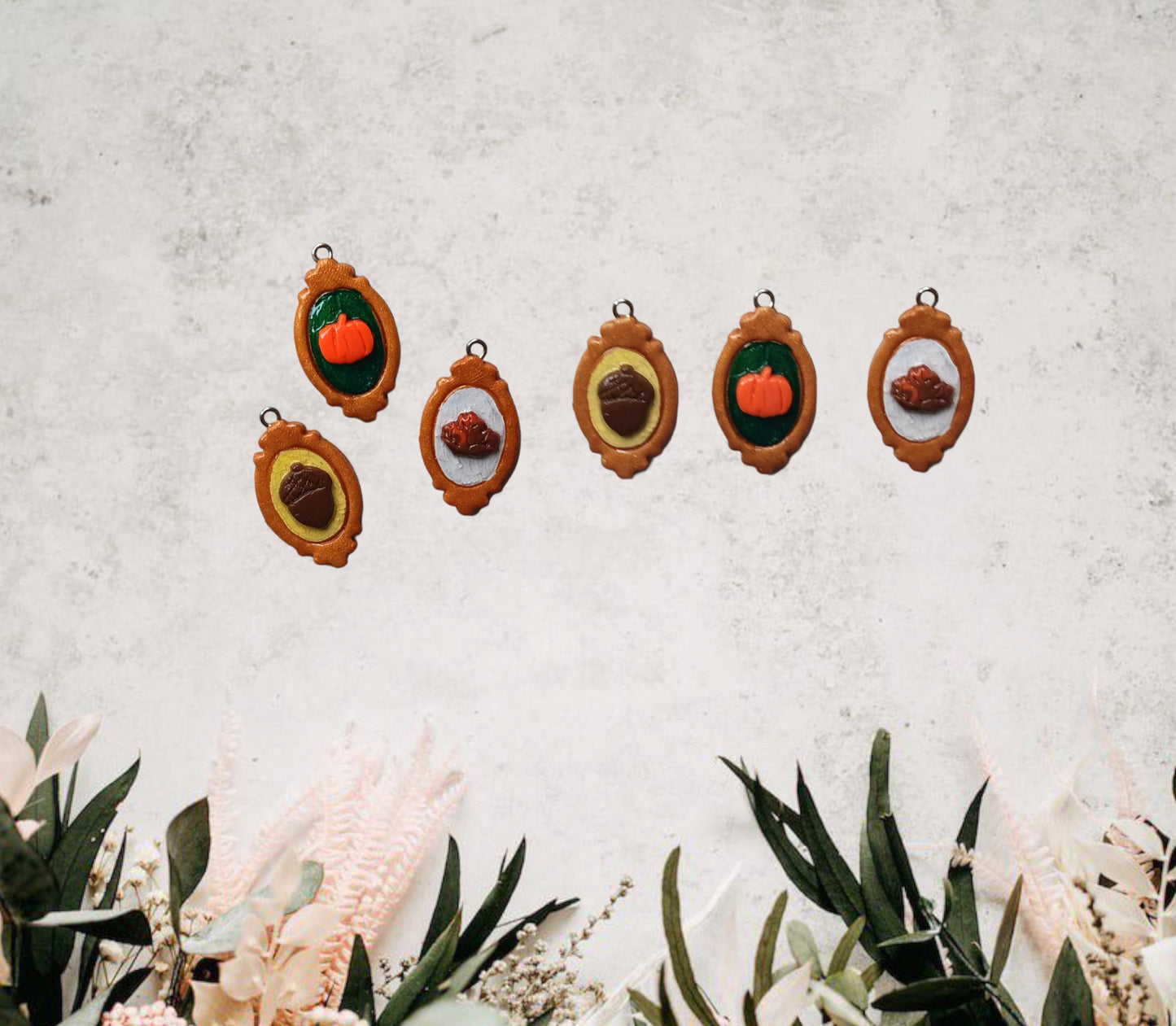 Kawaii thanksgiving fall cameo charms / clay cameo charms / clay silhouette charms / colorful silhouette jewelry / amulet shape cameo charms