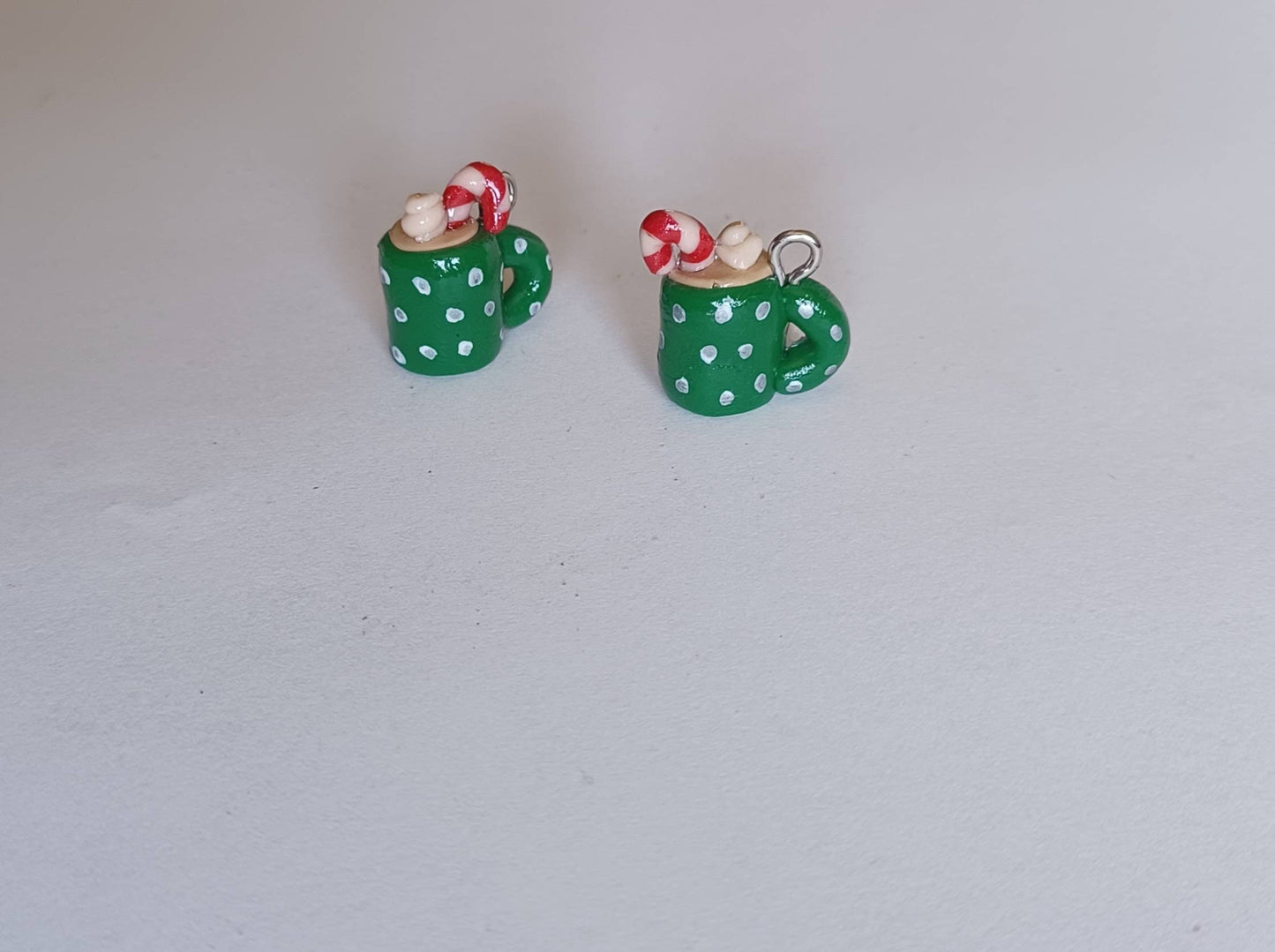 Kawaii coffee peppermint mocha latte charms / polymer clay coffee charms / kawaii food charms / kawaii food jewelry / Christmas charms