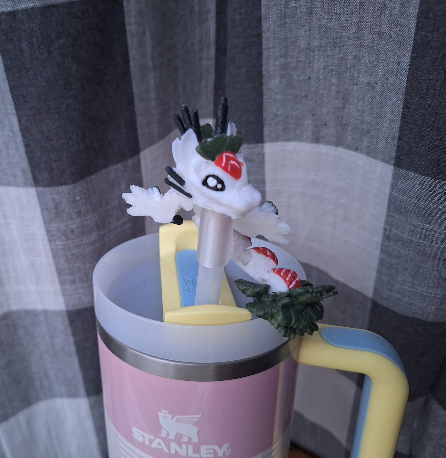 3D articulated sushi dragon straw cap / 3d printed dragon animals / food sushi dragon tadling straw topper cover Fidget figurines