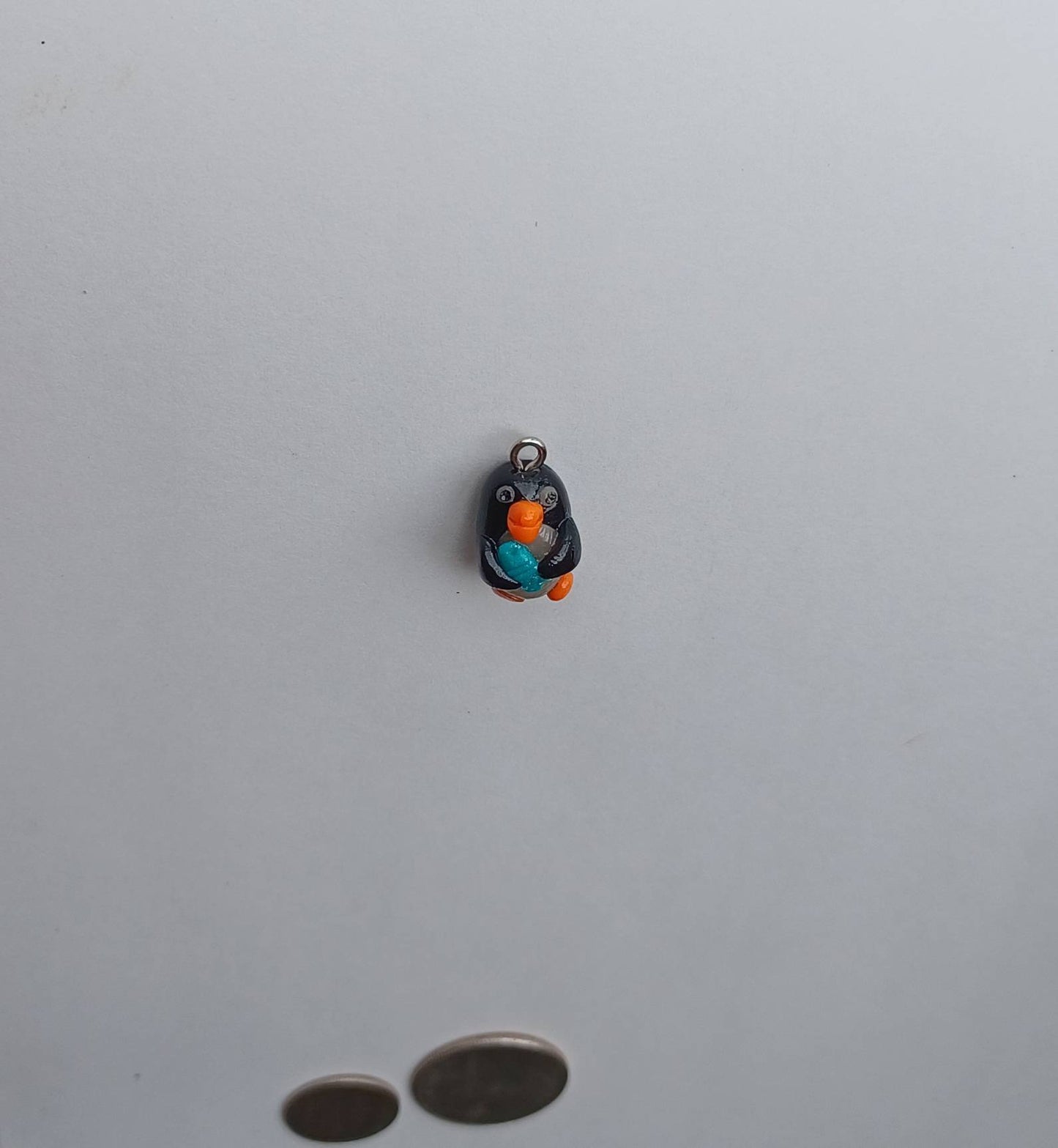 Kawaii penguin charms / polymer clay penguin holding fish charms / kawaii animal charms / kawaii penguin jewelry