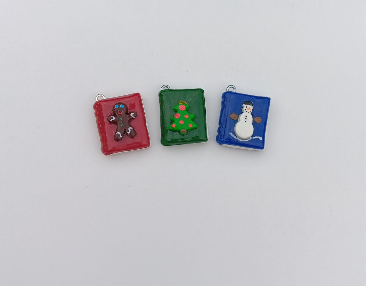 Kawaii christmas book charms / polymer clay faith book charms / Christian jewelry charms / tiny Book charms / clay christmas book charms